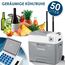 KESSER® Kompressor Kühlbox elektrisch Gefrierbox, 50 Liter Mit APP-Steuerung USB-Anschluss 12/24 V 230V, +Teleskopstange, 2x Kühlakkus Räder Kühlschrank Kühlung bis -20 °C für Auto, Lkw, Boot