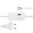 REV Zuleitung, Kabel mit Schalter und Eurostecker Zwischenschalter mit USB-A, 2m, weiß