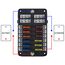 Kohree 12 Fach kfz Sicherungshalter 12 Volt, kfz Sicherungskasten 12V mit LED-Anzeige, 30 Sicherungen, Sicherungsclip, Aufkleber, Schrauben, 12V Fuse Block für Auto, Boot, Boot, Wohnmobil