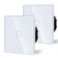 BSEED Touch Lichtschalter aus Glas, Modern Schalter Unterputz, Wandschalter mit LED Hinterlicht (Kein Neutralleiter erforderlich), KEIN WLAN, 86mm 1 Fach 2 Wege Weiß, 2 Pack