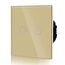 BSEED Touch Lichtschalter aus Glas, Modern Schalter Unterputz, Wandschalter mit LED Hinterlicht (Kein Neutralleiter erforderlich), KEIN WLAN, 86mm 2 Fach 1 Weg Gold