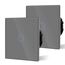BSEED Touch Lichtschalter aus Glas, Modern Schalter Unterputz, Wandschalter mit LED Hinterlicht (Kein Neutralleiter erforderlich), KEIN WLAN, 86mm 1 Fach 2 Wege Grau, 2 Pack