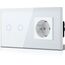 BSEED Lichtschalter mit Schuko Steckdose Glas, unterputz, 16 Amp CEE steckdosentresor, 2 Fach 1 Weg Touch Wandleuchtenschalter Weiss, Flacher wechselschalter, Modern, Wasserdicht Innenschalter