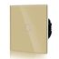 BSEED Touch Lichtschalter aus Glas, Modern Schalter Unterputz, Wandschalter mit LED Hinterlicht (Kein Neutralleiter erforderlich), KEIN WLAN, 86mm 1 Fach 1 Weg Gold