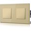 BSEED Doppelt Lichtschalter Glas 1-Fach 1-Wege-Glasscheibe Schalter 157 * 86mm Wandlichtschalter Gold