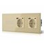 BSEED Touch Lichtschalter 3 Fach 1 Weg mit Doppelt USB C Steckdose aus Glas, Modern Steckdosen Wandschalter Unterputz (Kein Neutralleiter erforderlich), Kein WLAN, 228mm Gold