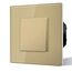 BSEED Kipplichtschalter 1 Fach 1 Weg Gold PC-Knopf 10 Ampere Mechanischer Wandlichtschalter 86 mm Glasrahmen Toggle Standardschalter