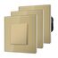 BSEED Lichtschalter aus Glas, Unterputz Wechselschalter,Wandschalter, Einfache Montage, 86mm 1 Fach 1 Weg Gold, 3 Pack