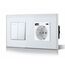 BSEED Druckknopf Rocker Tactile 2 Fach 2 Weg Lichtschalter Glas und 3 in 1 Steckdose mit 2.1A USB Ladeleistung mit Type C Adapter Aufladestation Glasscheibe Wandschalter Weiß