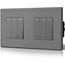 BSEED Doppelt Lichtschalter Glas 3-Fach 1-Wege-Glasscheibe Schalter 157 * 86mm Wandlichtschalter Grau