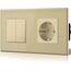 BSEED Druckknopf lichtschalter glas und 16A AC EU Steckdose Glasscheibe 2 Fach 1 Weg Wandschalter Gold