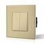 BSEED Kipplichtschalter 2 Fach 2 Wege Gold PC-Knopf 10 Ampere Mechanischer Wandlichtschalter 86 mm Glasrahmen Toggle Standardschalter