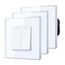 BSEED Lichtschalter aus Glas, Unterputz Wechselschalter,Wandschalter, Einfache Montage, 86mm 2 Fach 2 Wege Weiß, 3 Pack