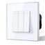 BSEED Kipplichtschalter 3 Fach 1 Weg Weiß PC-Knopf 10 Ampere Mechanischer Wandlichtschalter 86 mm Glasrahmen Toggle Standardschalter