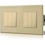 BSEED Doppelt Lichtschalter Glas 3-Fach 1-Wege-Glasscheibe Schalter 157 * 86mm Wandlichtschalter Gold