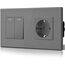 BSEED Druckknopf lichtschalter glas und 16A AC EU Steckdose Glasscheibe 2 Fach 2 Weg Wandschalter Grau