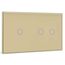 BSEED Touch Lichtschalter 1 Fach 2 Wege mit 2 Fach 1 Weg Glas Lichtschalter Gold Led Touch Schalter Touchscreen Funktioniert mit LED Lampe 157mm EU Standard