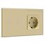 BSEED Touch Lichtschalter mit Steckdose 2 Fach 1 Weg Wandschalter mit LED Anzeige Unterputz Touchscreen-schalter mit Glasrahmen 157mm Gold 500W(Nicht Smart Schalter)