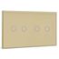 BSEED Touch Lichtschalter 2 Fach 1 Weg mit 2 Fach 1 Weg Wandschalter mit Glasscheibe 3-500W Berührungssensor EU Standard Wandlichtschalter 157mm - golden