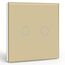 BSEED Touch Lichtschalter 2 Fach 1 Weg Wandschalter Unterputz Lichtschalter mit Glasrahmen 86mm Lichtschalter Gold 500W(Nicht Smart Schalter)