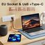 BSEED Touch Lichtschalter mit Schuko Steckdose mit LED Anzeiger doppelte 1 Fach 2 Wege Glas Lichtschalter mit einer USB Steckdose Anschluss (Max. 2.1A) Typ C Portn Weiß 228mm