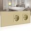 BSEED Touch Lichtschalter mit Schuko Steckdose mit LED Anzeiger 1 Fach 2 Wege Glas Lichtschalter mit Doppelt Wandsteckdosen Golden 228mm