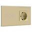 BSEED Touch Lichtschalter mit Steckdose 3 Fach 1 Weg Wandschalter mit LED Anzeige Unterputz Touchscreen-schalter mit Glasrahmen 157mm Gold 500W(Nicht Smart Schalter)