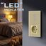 BSEED Touch Lichtschalter mit Steckdose 3 Fach 1 Weg Wandschalter mit LED Anzeige Unterputz Touchscreen-schalter mit Glasrahmen 157mm Gold 500W(Nicht Smart Schalter)