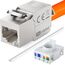 HB-DIGITAL 1x CAT 6a Keystone RJ45 Modul Buchse für LAN Kabel - GHMT Zertifiziert - 10 Gbit/s bis 500 MHz AWG 22-24 werkzeuglos LSA vollgeschirmt STP Einbaubuchse für Patchpanel und Netzwerkdose