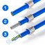 HB-DIGITAL 1x CAT 8 RJ45 Stecker Netzwerkstecker für starre LAN Kabel Verlegekabel Ethernet - werkzeuglos LSA - 40 Gbit/s AWG 22-26 vollgeschirmt STP 50μ vergoldete Kontakte
