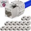 HB-DIGITAL 16x CAT 8 Keystone RJ45 Modul Buchse für starre LAN Kabel - GHMT Zertifiziert - 40 Gbit/s AWG 22-26 werkzeuglos LSA vollgeschirmt STP vergoldete Kontakte für Patchpanel und Netzwerkdose