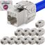 HB-DIGITAL 12x CAT 8 Keystone RJ45 Modul Buchse für starre LAN Kabel - GHMT Zertifiziert - 40 Gbit/s AWG 22-26 werkzeuglos LSA vollgeschirmt STP vergoldete Kontakte für Patchpanel und Netzwerkdose