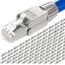 HB-DIGITAL 100x CAT 8 RJ45 Stecker Netzwerkstecker für starre LAN Kabel Verlegekabel Ethernet - werkzeuglos LSA - 40 Gbit/s AWG 22-26 vollgeschirmt STP 50μ vergoldete Kontakte
