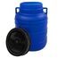 plasteo® Weithalsfass mit Schraubdeckel und Henkel Futtertonne Kunststofffass Universalfass Deckelfass Lebensmittelecht Wasserfass Regentonne Lagerfass (10 Liter Rund Blau)