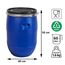 plasteo® 60 Liter Weithalsfass mit Deckel und Spannring, Lebensmittelecht BPA-Frei, Futtertonne Kunststofffass Universalfass Deckelfass Wasserfass Lagerfass Sauerkrautfass, Stabile Griffmulden, Blau