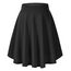 Damen Elegante Elastische Taille Ausgestellte A-Linie Midi Rock Basic Uniform Plissee Skater Röcke(L, Schwarz)