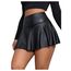 GORGLITTER Damen Skort Elastischer Bund Minirock PU Leder Clubröcke Kurze Röcke mit Rüschensaum Schwarz M