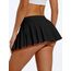 Eisnnu Minirock Damen Elastische Taille Solide Super Kurz Faltenrock Schwarzer Rock Rocklänge 25CM für Cosplay,Club,Halloween Party