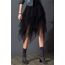 Damen Rock Tüll Unregelmäßig Unterrock Lagenrock Ballett Tutu Abschlussball Party Faltenkleid A-Linie Midirock High Waisted Rock (Schwarz, Einheitsgröße)