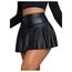 GORGLITTER Damen Skort Elastischer Bund Minirock PU Leder Clubröcke Kurze Röcke mit Rüschensaum Schwarz M