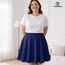 TRIWORKS Elegante Blau Rock Große Größen Damen Mädchen Basic Casual Mini Sommer Kurz Skater Stretchy Rock mit Hose A-Linie Versatile Elastische Minirock Tennisrock XL