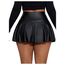GORGLITTER Damen Skort Elastischer Bund Minirock PU Leder Clubröcke Kurze Röcke mit Rüschensaum Schwarz M