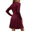 AUSELILY Strickkleid Damen Herbst Leichte A Linie Herbstkleid Langarm Kleider V Ausschnitt Winterkleid Elegant Pulloverkleid Weinrot M