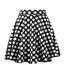 Dressever Damen Basic Vielseitige Dehnbaren Informell Casual Mini Hohe Taille A-Linie Tennisrock Tanzrock Black White Dot Large