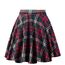 Dressever Damen Basic Vielseitige Dehnbaren Informell Casual Mini Hohe Taille A-Linie Tennisrock Tanzrock Red Plaid Large