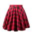 Dressever Damen Basic Vielseitige Dehnbaren Informell Casual Mini Hohe Taille A-Linie Tennisrock Tanzrock Black Red Plaid Small