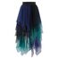 Sintege Hexenkostüm für Damen Halloween Tüllrock Lang Plisseerock Pfau Kostüm für Fasching Karneval Party (Blau, Grün)