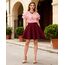 Dressever Damen Basic Vielseitige Dehnbaren Informell Casual Mini Hohe Taille A-Linie Tennisrock Tanzrock Burgundy Large