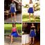 Dressever Damen Basic Vielseitige Dehnbaren Informell Casual Mini Hohe Taille A-Linie Tennisrock Tanzrock Königsblau Medium
