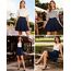 Dressever Damen Basic Vielseitige Dehnbaren Informell Casual Mini Hohe Taille A-Linie Tennisrock Tanzrock Navyblau Medium